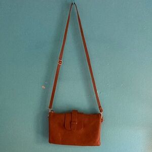 Pelletteria Veneto Brown Leather Crossbody Bag 10” X 6” Made in Italy